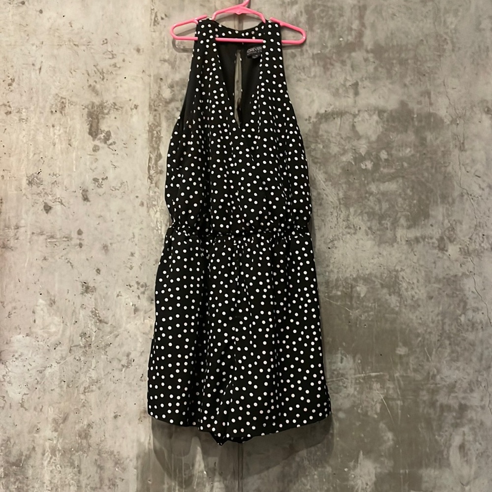 Forever 21 Black and White Polka Dot Romper